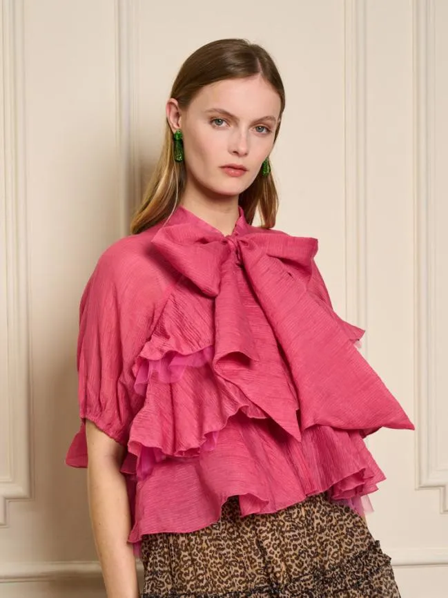 Womenswear Raspberry Ruffle Top Hot Pink Sister Jane