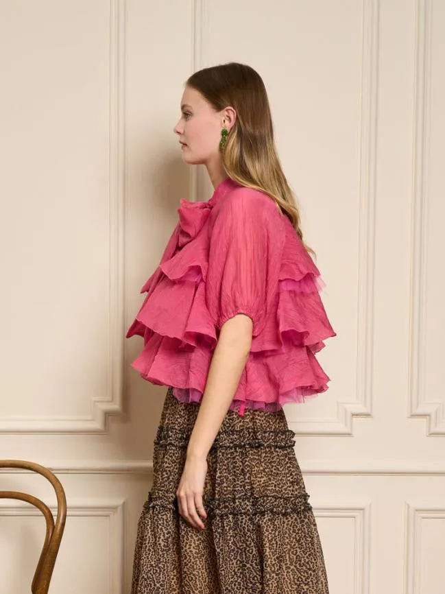 Womenswear Raspberry Ruffle Top Hot Pink Sister Jane Womenswear Raspberry Ruffle Top Hot Pink Sister Jane