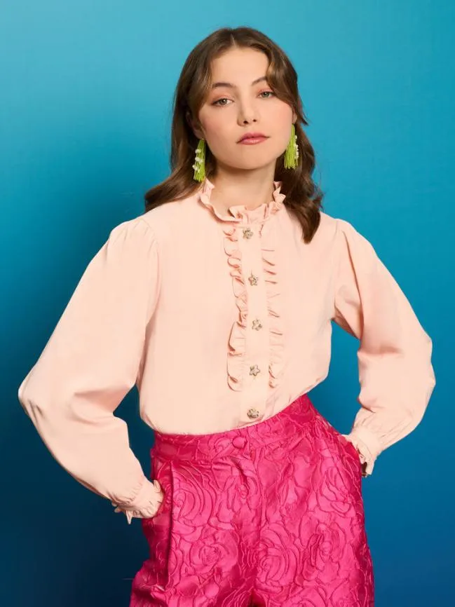 Womenswear Sea Carnation Ruffle Blouse Pink Peach Sister Jane