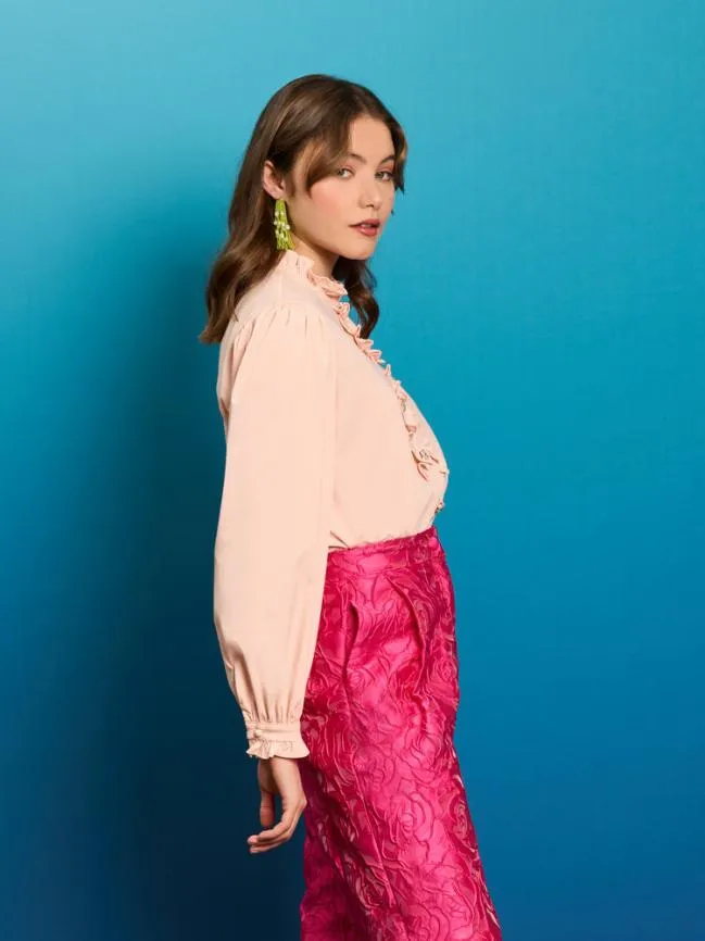 Womenswear Sea Carnation Ruffle Blouse Pink Peach Sister Jane Womenswear Sea Carnation Ruffle Blouse Pink Peach Sister Jane