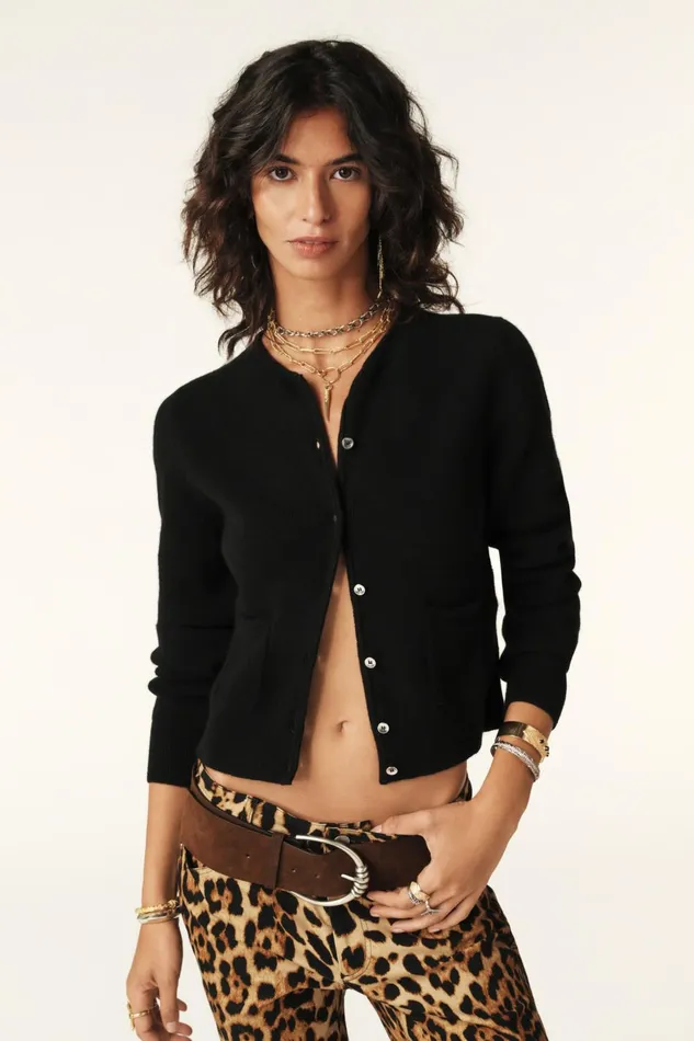 Wool And Cashmere Cardigan Pharell Gray Women Baandsh Sweaters and Cardigans