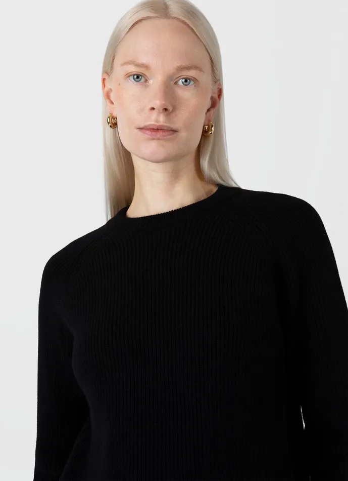 Wool Cashmere Rib Jumper Black Women Knitwear ussunspel