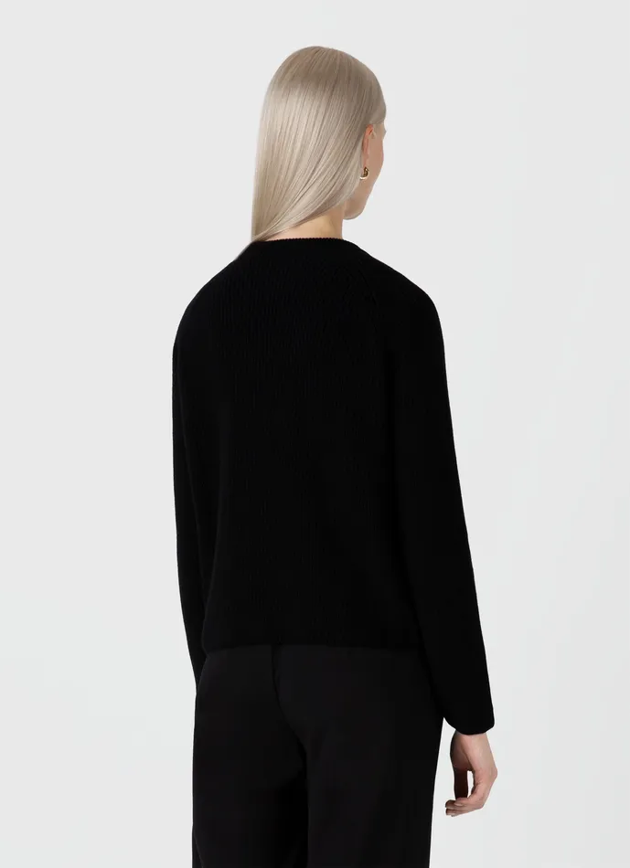 Wool Cashmere Rib Jumper Black Women Knitwear ussunspel
