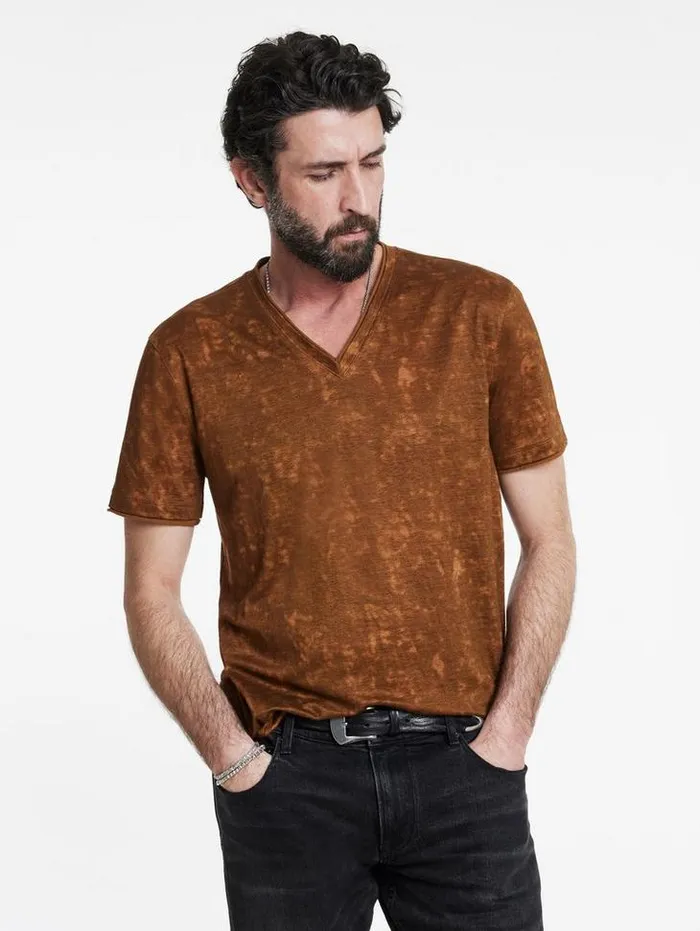 WOOSTER VNECK Flax Heather Men John Varvatos TShirts