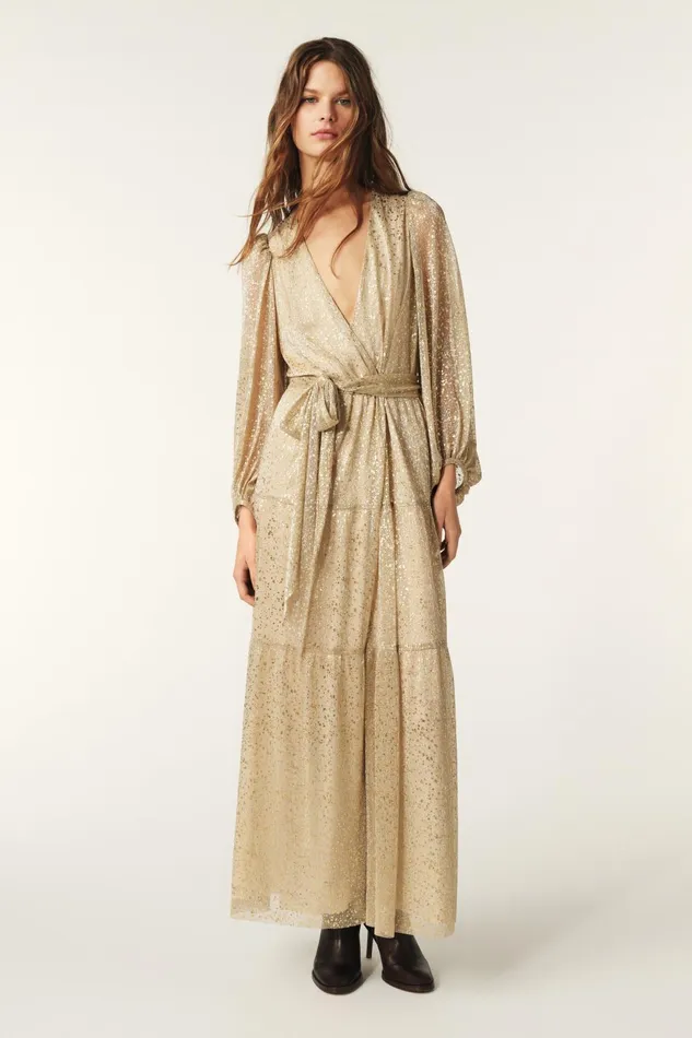 Wrap Dress Cala Gold Women Baandsh Dresses