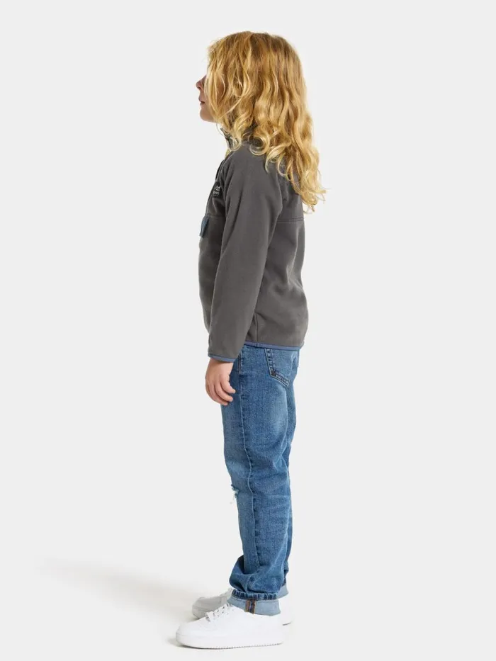 Yokto Kids039 Half Button Coal Black Kids Didriksons Fleece and Midlayers