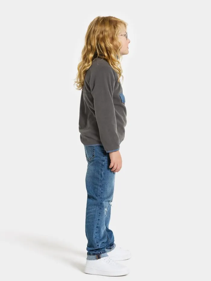 Yokto Kids039 Half Button Coal Black Kids Didriksons Fleece and Midlayers