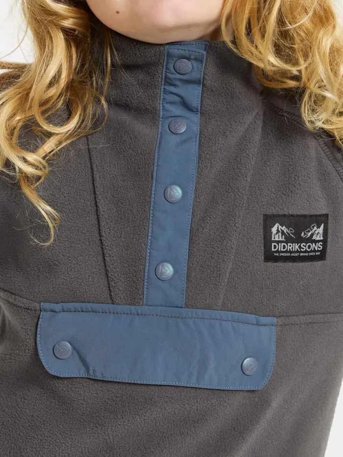 Yokto Kids039 Half Button Coal Black Kids Didriksons Fleece and Midlayers