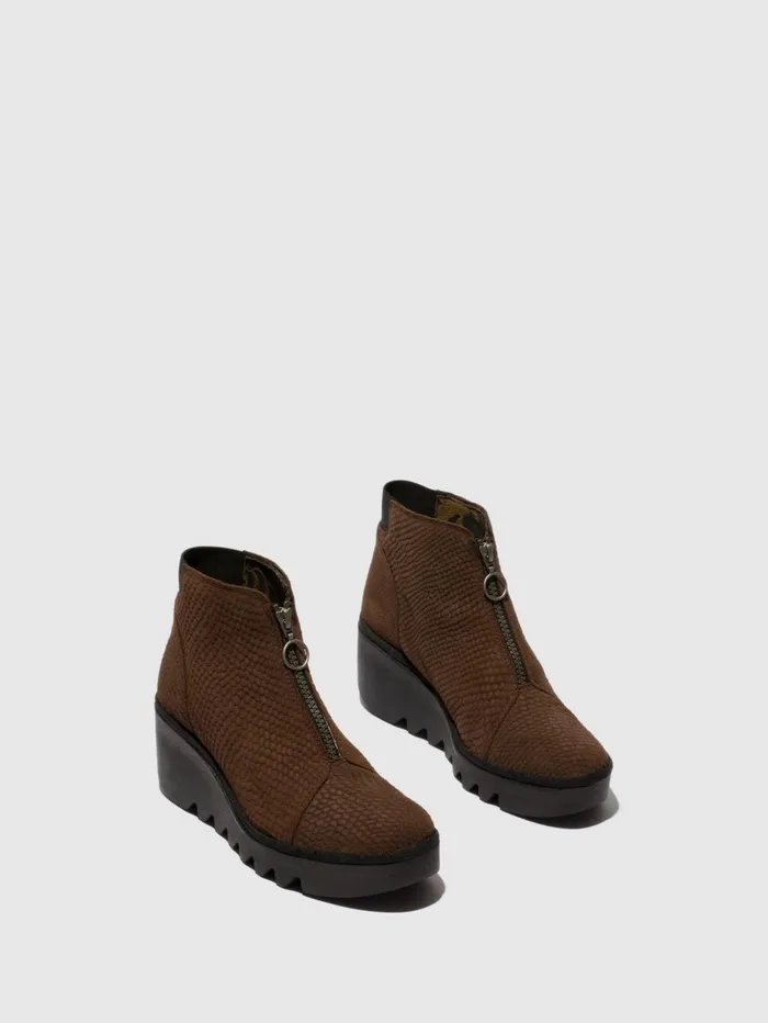 Zip Up Ankle Boots BAAZ537FLY BROWN Women Fly London Ankle Boots