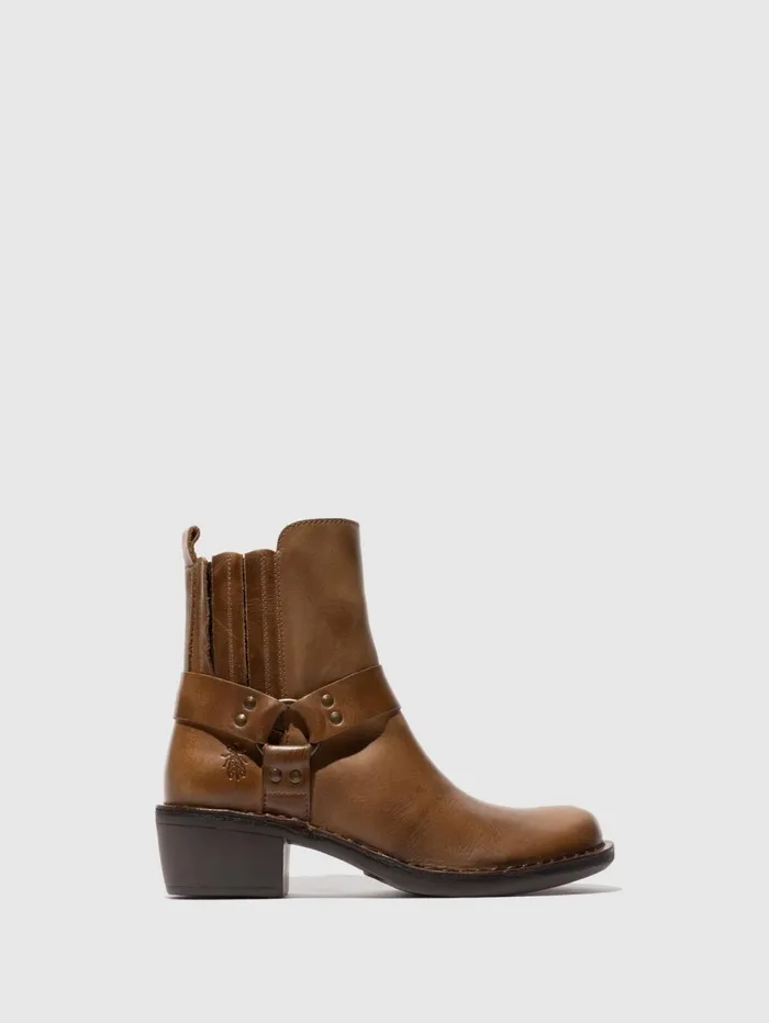 Zip Up Ankle Boots MEBI123FLY CAMEL Women Fly London Ankle Boots