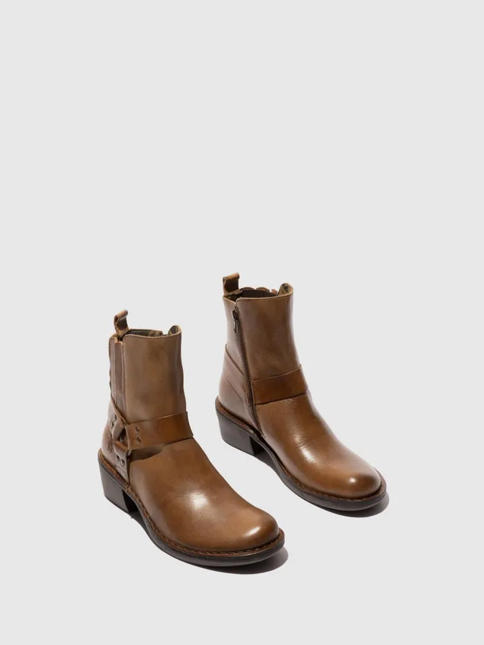 Zip Up Ankle Boots MEBI123FLY CAMEL Women Fly London Ankle Boots