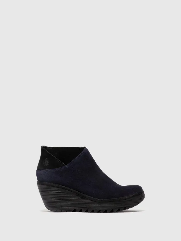 Zip Up Ankle Boots YEGO400FLY NAVYBLACK Women Fly London Ankle Boots