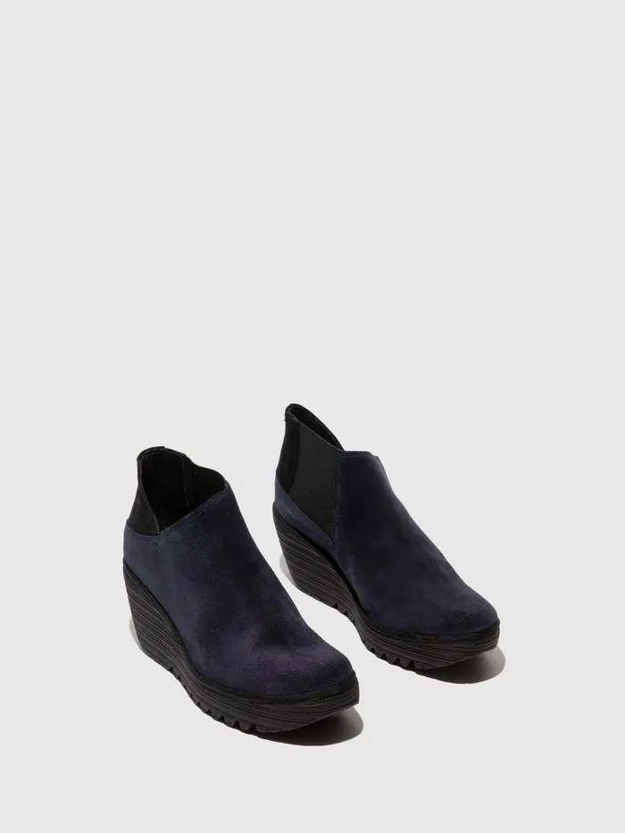 Zip Up Ankle Boots YEGO400FLY NAVYBLACK Women Fly London Ankle Boots