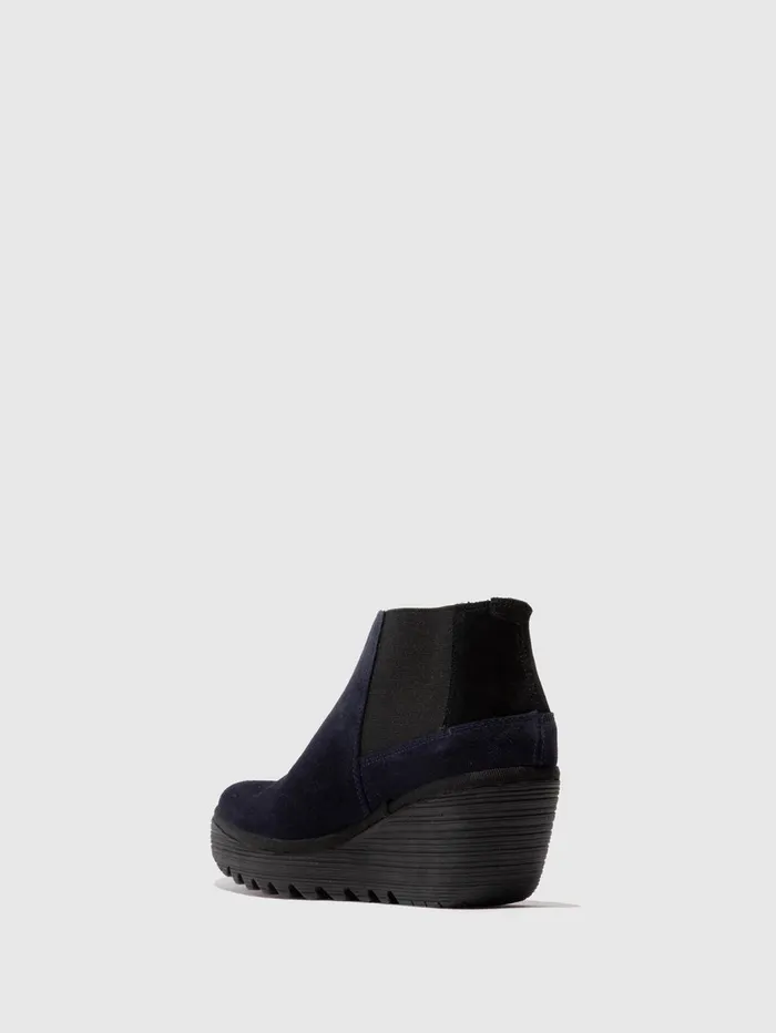 Zip Up Ankle Boots YEGO400FLY NAVYBLACK Women Fly London Ankle Boots
