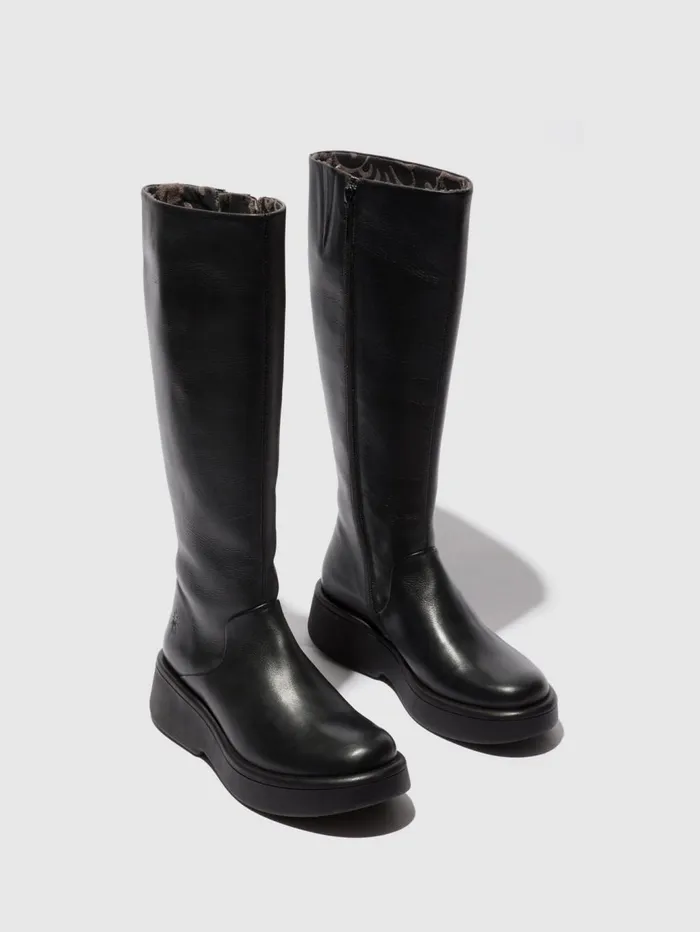 Zip Up Boots MUBI154FLY BLACK Women Fly London Boots