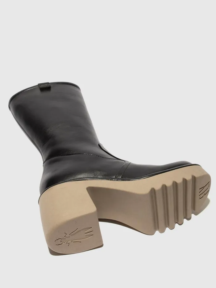 Zip Up Boots MYRE259FLY BLACK TAUPE SOLE Women Fly London Boots